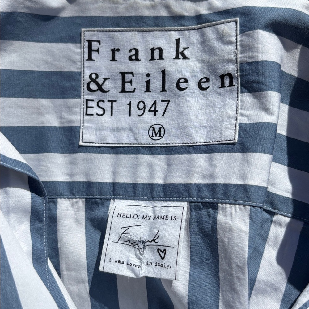 Frank & Eileen Blue and White Vertical-Stripe Button-Down Shirt - Picture 7 of 16